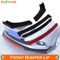Kit de carrosserie de lèvre de pare-chocs avant universel rouge noir carbone ABS plastique fibre Canard Splitter Spoiler Diffuser Front Bumper Kits