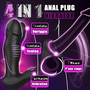 2024 Nieuwe Dubbele Ring Afstandsbediening Intrekbare Anale Plug Mannelijke En Vrouwelijke Gedeelde Anale Vibrerende Prostaat Massager - Product Image 4