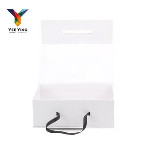 White Magnetic Paper Box Eco Friendly Gift Wrapping Box Portable Cardboard Suitcase Logo Simple Luxury Hair Box