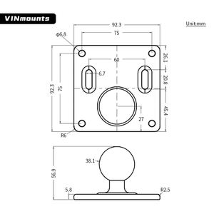 Base cuadrada VESA de 1.5 pulgadas (75*75 mm) de VINmounts, adecuada para maquinaria agrícola, computadoras industriales y embarcaciones. - Product Image 5