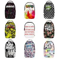 Sac à dos coloré effet éclaboussures de peinture graffiti, fournisseur OEM, sac à dos étudiant, sac d'école pour les voyages quotidiens, sac à dos décontracté pour l'extérieur