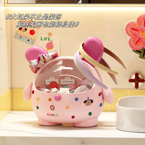 Cartoon Mouse Jewelry Storage Box With Lid Dust Proof Desktop Organizer For Hair Ties <b>Clips</b> Necklaces Accessories 2L Capacity - Product Image 5