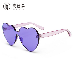 Maidis Heart Shaped Sunglasses Pc Frame Uv400 Women's Fashion Sun Glasses Red Color - Product Image 4