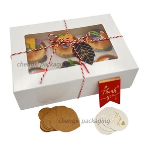 Custom Cupcake packaging box with thank you card dessert muffin cup packing box 4/6/8/9/12 hole cupcake boxes