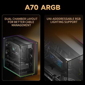 Thermalright <span class=keywords><strong>A70</strong></span> ARGB Caso da gioco per PC ATX nero con 8 slot per ventilatori per CPU Supporto 360 Aio Cooler - Product Image 2