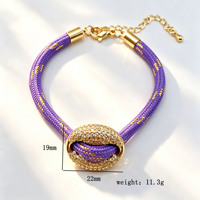 Bracelet en corde tressée avec strass en forme de nez de cochon, fil doré, cordon coloré réglable, pour femmes américaines, bijoux de poignet empilables