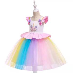 Ragazze di fiore Vestito Dal Tutu Del Bambino Pastello Arcobaleno <span class=keywords><strong>Unicorno</strong></span> Principessa Delle Ragazze Di Compleanno Vestito Da Partito Dei Capretti Dei Bambini Unicorn Costume Per Le Ragazze - Product Image 5