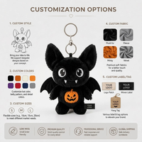 Porte-clés en peluche personnalisé Chauve-souris vampire, Poupée citrouille d'Halloween, Rembourrage en polyester et coton PP, Mascotte commerciale, Festif, Vente en gros, Faible MOQ, OEM