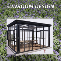 Véranda en verre à toit plat en alliage d'aluminium pour extérieur, cadre de fenêtre personnalisé, design moderne, villa écologique