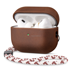 Vintage <strong>Crazy</strong> Horse Leather Rich Patina Protective Cover Case for AirPods Pro 3 with Adjustable Braided Lanyard - Product Image 5