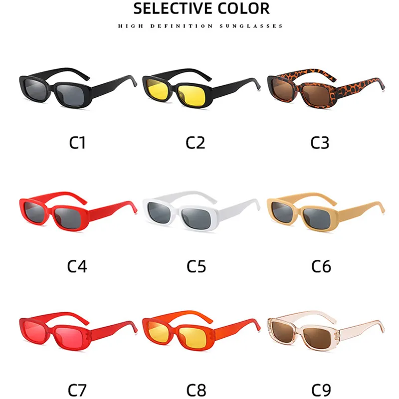 Hot Selling Vintage Retro Multi Color Unisex Sunglasses Candy Color Narrow Square Sunglasses UV400 Small Rectangle Sun Glasses