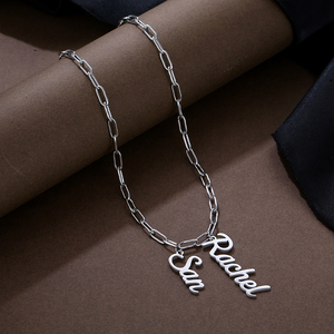 Collana con nome personalizzato iniziali personalizzate in acciaio inox catena quadrata ciondolo uomini e donne gioielli - Product Image 4