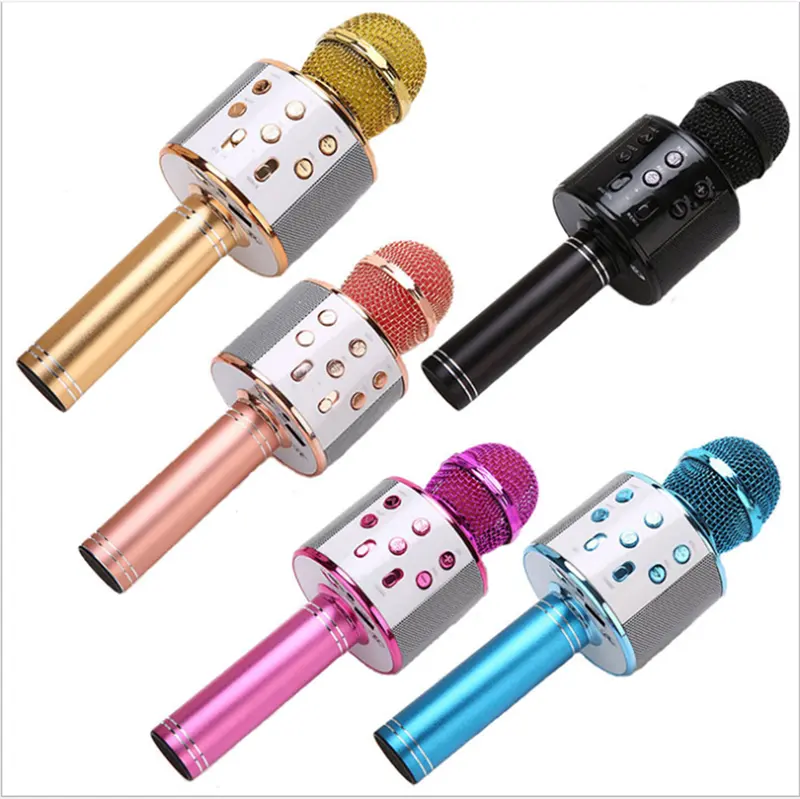 USB Wireless WS 858 Mikrofon Karaoke KTV Mic Genggam Speaker Nirkabel Mikrofon untuk Smartphone