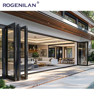 Puertas Plegables de Aluminio para Tormentas, Eficientes Energéticamente, de Doble Cristal Bajo Emisivo, para Patio, Proveedor Chino Rogenilan - Product Image 5