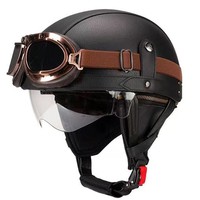 Casque Demi-Face Rétro Vintage en ABS pour Trottinette Électrique Unisexe Toutes Saisons avec Visière Fumée Transparente et Certifié DOT – Livraison Rapide