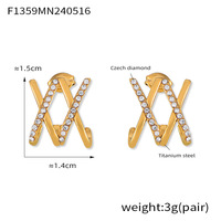 Fanke Boucles d'oreilles clous en zircon, style Ins, design géométrique croix et double X, au design unique et affirmé, polyvalentes
