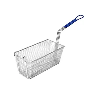 Stainless steel frying basket with anti slip handle square food filter suitable for household nickel plated iron commercial use