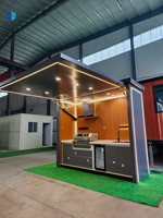 Station de cuisson extérieure en conteneur d'acier préfabriqué avec roues pour usage en villa ou hôtel, design moderne, cuisine BBQ modulaire pour jardin