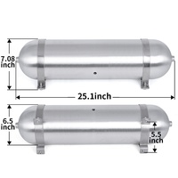 Tanque de Aire Universal de Aluminio Plateado de 4 Galones con Puertos NPT de 1/4 para Suspensión Neumática