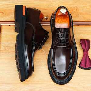Chaussures de ville haut de gamme pour hommes en cuir véritable à bout pointu, chaussures de mariage en cuir, chaussures décontractées brillantes à lacets, grandes tailles - Product Image 1