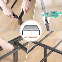 Sommier à plateforme moderne pliable en acier robuste avec lattes antidérapantes, montage facile, base de matelas silencieuse, capacité maximale