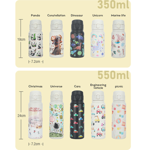 Bouteille d'eau en acier inoxydable SilverJet 550 ml, design cartoon avec poignée, isolation thermique pour la salle de sport et l'extérieur - Product Image 6