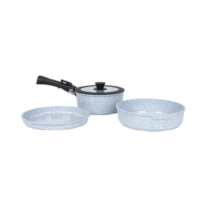 4 pezzi eco-friendly in granito nero antiaderente in alluminio Set BPA-Free Design di lusso impilabile padella da cucina maniglia rimovibile - Product Image 2