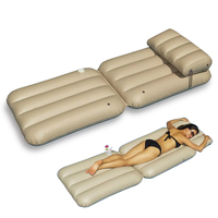 Matelas flottant gonflable 3-en-1 pliable avec porte-gobelet et boucles de fixation pour la plage