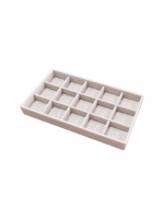 Bandeja organizadora de almacenamiento de joyas de terciopelo gris, cajas de tela para anillos, cuentas, pendientes, brazaletes, juegos de accesorios, para compras de arena