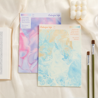 Papel de notas con líneas de tinta mármol pastel, hojas de escritura con efecto degradado de macaron de ensueño, cuaderno de vida colorido con líneas de cuadrícula para scrapbook