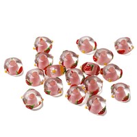 Manik-manik Kaca Rondelle Buatan Tangan Big Hole 13x9mm dengan Manik-manik Strawberry untuk Pembuatan Perhiasan DIY