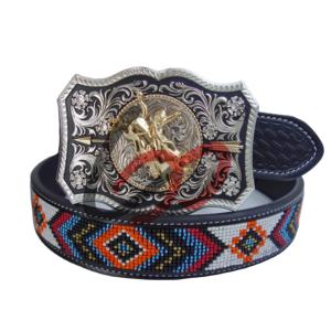 Cintura da uomo in vera pelle nuova tendenza pura con perline a mano stile Cowboy occidentale cintura etnica tribale per donna - Product Image 2