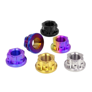 Écrous hexagonaux à bride autobloquants en titane couleur bonbon (or, noir, violet, bleu) M5 M10 x 1,25 mm <span class=keywords><strong>M12</strong></span> x 1,5 pour motos - Product Image 4