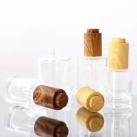 HOPECK Bouteille ronde en verre 15/30/50ml d'huile essentielle/sérum avec transfert d'eau brune Bouton poussoir convexe Pipette compte-gouttes