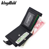 Dompet pendek pola Lychee pria, lintas batas sederhana dompet koin Slot Multi kartu kancing magnetik penutupan terbuka poliester
