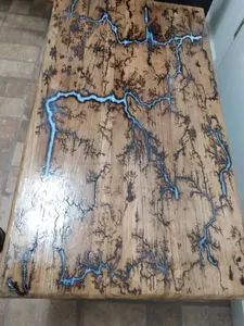 เฟอร์นิเจอร์ห้องนั่งเล่นไม้อีพ็อกซี่โต๊ะกาแฟพร้อมขาตั้งโลหะสําหรับโต๊ะน้ําชาโรงแรมและร้านอาหารจากอินเดียส่งออก - Product Image 4