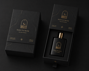 Premium <b>Black</b> Drawer Perfume Packaging <b>Box</b> with UV Embossing and Gold Foil Logo with EVA Insert - Product Image 3
