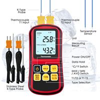 Thermomètre à thermocouple 2 canaux type K/J/T/E/R/S/N |   Testeur de température avec 2 sondes métalliques et 2 sondes filaires pour l'industrie et le laboratoire