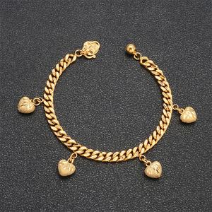 JXX 24K Gold Plated Dubai Chain <b>Bracelet</b> for Women Trendy Heart Shape Brass Bangle for Parties Hot Sale in India - Product Image 5