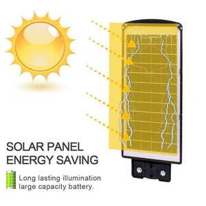 ไฟถนนพลังงานแสงอาทิตย์กลางแจ้ง60W, จัดส่งเร็วไฟฟลัดไลท์ LED พลังแสงอาทิตย์6500K ถึงรุ่งสางพร้อมเซ็นเซอร์ตรวจจับความเคลื่อนไหวสำหรับโรงรถ/ถนนรถแล่น - Product Image 4