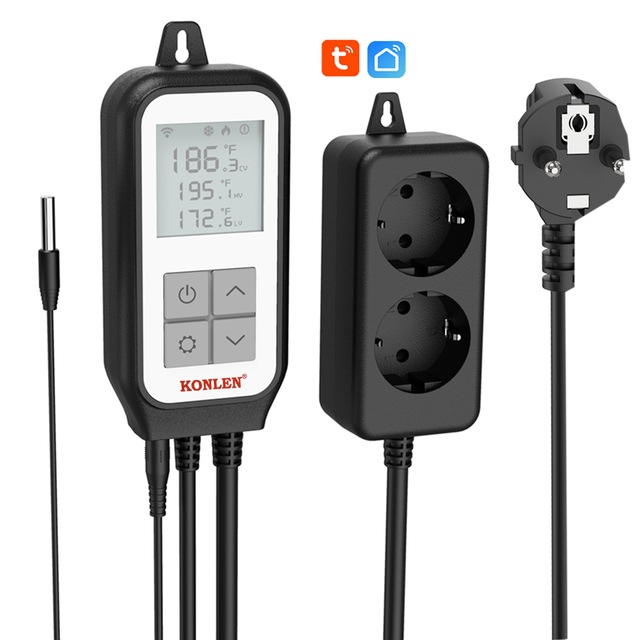 TUYA Smartlife WiFi Thermostat Switch Dual Relay 2 Socket Thermostat Remote Cooling Heat Control Temperature Sensor Thermostat