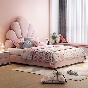 Letto da principessa per bambini rosa conchiglia, moderno e minimalista in legno massello in legno minimalista, letto per bambini - Product Image 3