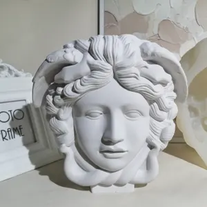 D-8151 grande Medusa fai da te 3D stampo candela in Silicone viso serpente capelli personaggi mitici scultura statua gesso decorazioni per la casa stampo cera