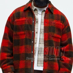 Custom Winter Plaid Shearling Bomber Sherpa <b>Jacket</b> <b>Warm</b> <b>Fleece</b> Coat Oversize Sherpa <b>Fleece</b> <b>Jacket</b> Manufacturer - Product Image 5