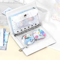 Porte-monnaie PVC multicolore transparent/effet laser, pochettes à 6 trous pour classeur, fermeture à bouton-pression, porte-cartes transparent, pochette porte-clés