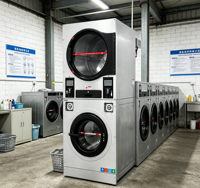 Industrial Coin Operated Electric Stainless Steel 220V Washing Machine Dryer Combo Laundromat Laundry Shop