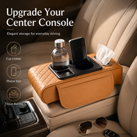Organisateur de console centrale de voiture Luxfit en cuir Nappa de luxe, boîte de rangement, porte-gobelet, boîte à mouchoirs, emplacement pour téléphone, universel