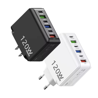 120W 3 puertos USB 3 tipo C enchufe de carga rápida seguro adaptador de cargador de pared de teléfono Compatible con iPhone Pro Max para Xiaomi
