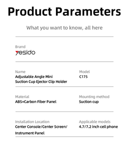 Yesido C175 <span class=keywords><strong>One</strong></span>-touch apertura 360 angolo di visione regolabile <span class=keywords><strong>Mini</strong></span> ventosa eiettore Clip <span class=keywords><strong>porta</strong></span> <span class=keywords><strong>telefono</strong></span> - Product Image 5