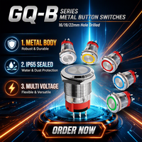 Interrupteur à bouton-poussoir métallique étanche IP65 Yijia GQ16 avec éclairage annulaire LED, auto-bloquant et auto-réinitialisant, 10A 440V